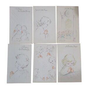 Vintage Christmas Prayer Angel Cards Minor Damage Discoloration No Envelopes GUC